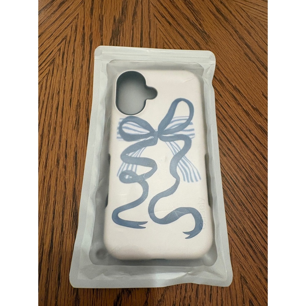 Casely Phone Case Unisex iPhone 16 White Blue Ribbon Bow Coquette Aesthetic